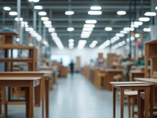 Modern factory or design studio interior showcasing furniture production