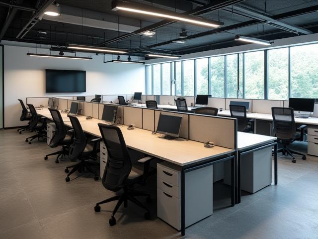 Image of an open-plan office area with modular workstations