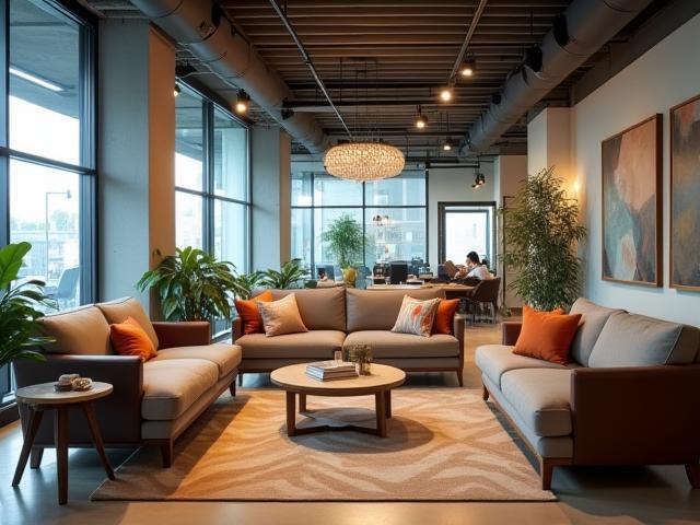 Image of a collaborative office lounge area