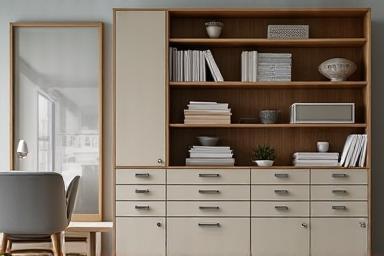 Image of stylish office storage cabinets